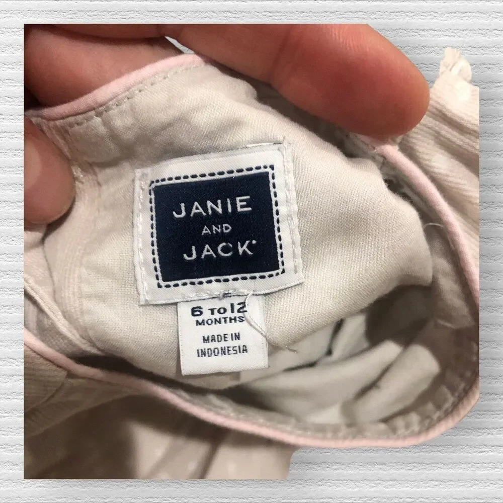 Janie & Jack 6-12 Pink Cream Corduroy Micro Cord Rosette Dress